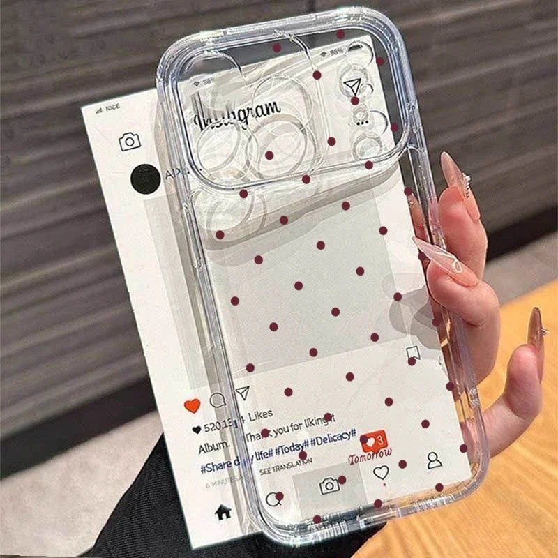 Simple Love Heart Bow Polka Dot Clear iPhone Case
