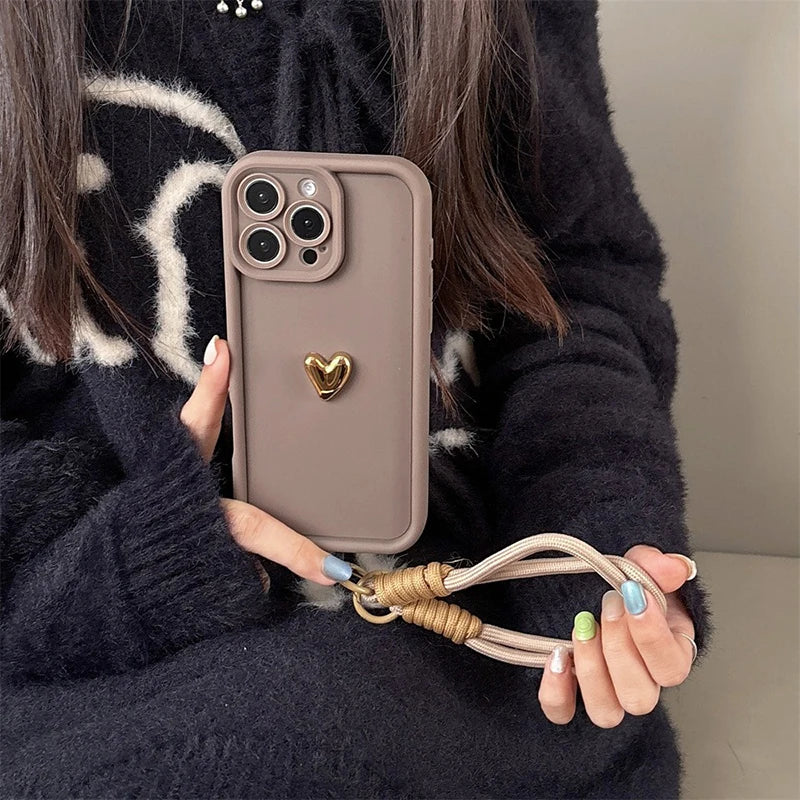 3D Golden Love Heart iPhone Case