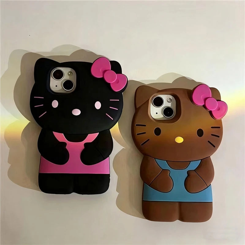 Bowknot Kitty Cat 3D Silicone Soft iPhone Case
