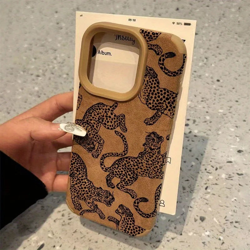 Leopard Pattern Bonded Leather iPhone Case