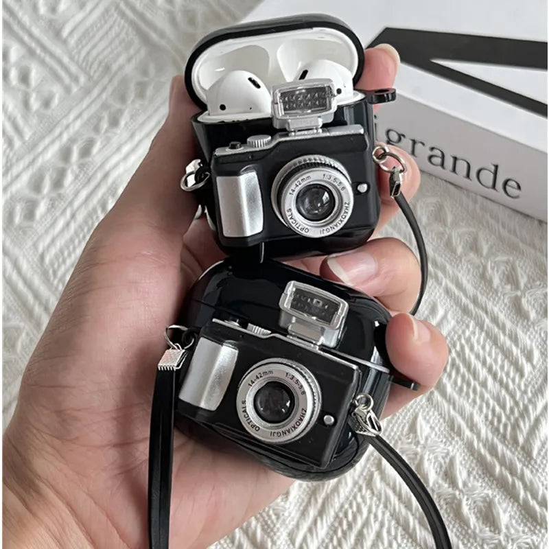 Camera AirPods Silicone Case with Strap