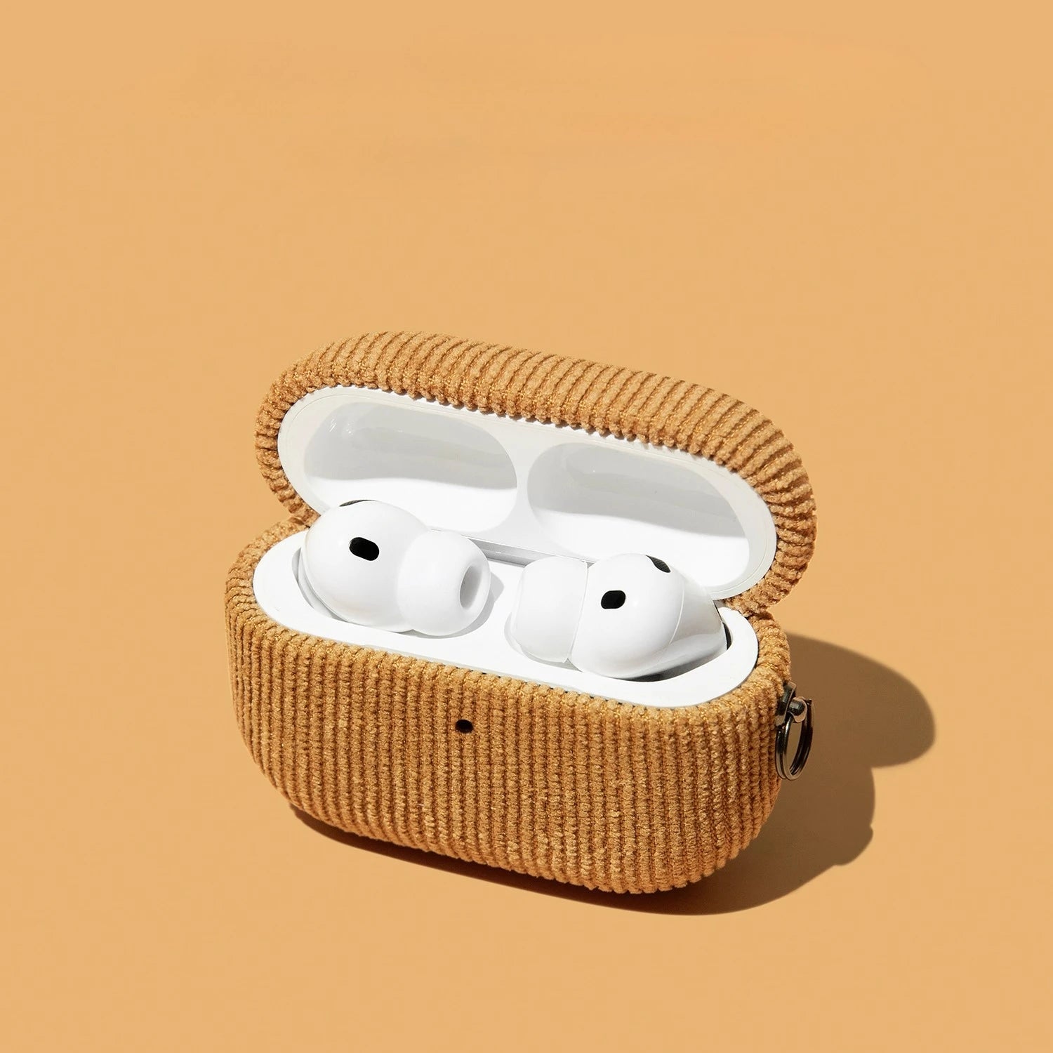 Corduroy AirPods Leather Case with Keychain