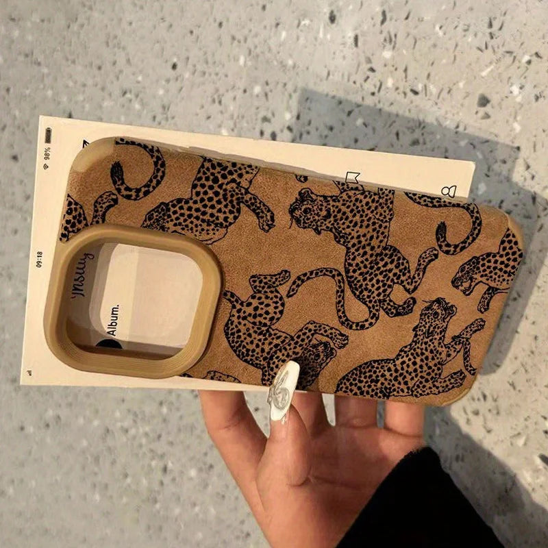 Leopard Pattern Bonded Leather iPhone Case