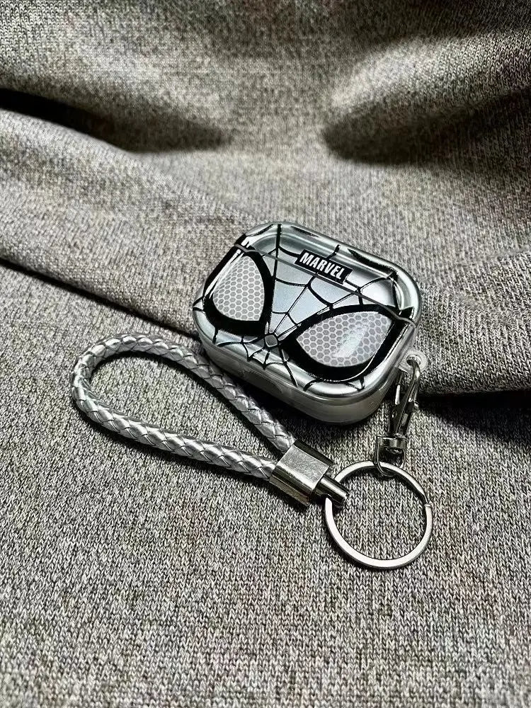 Silver Spiderman AirPods TPU Case with Lanyard