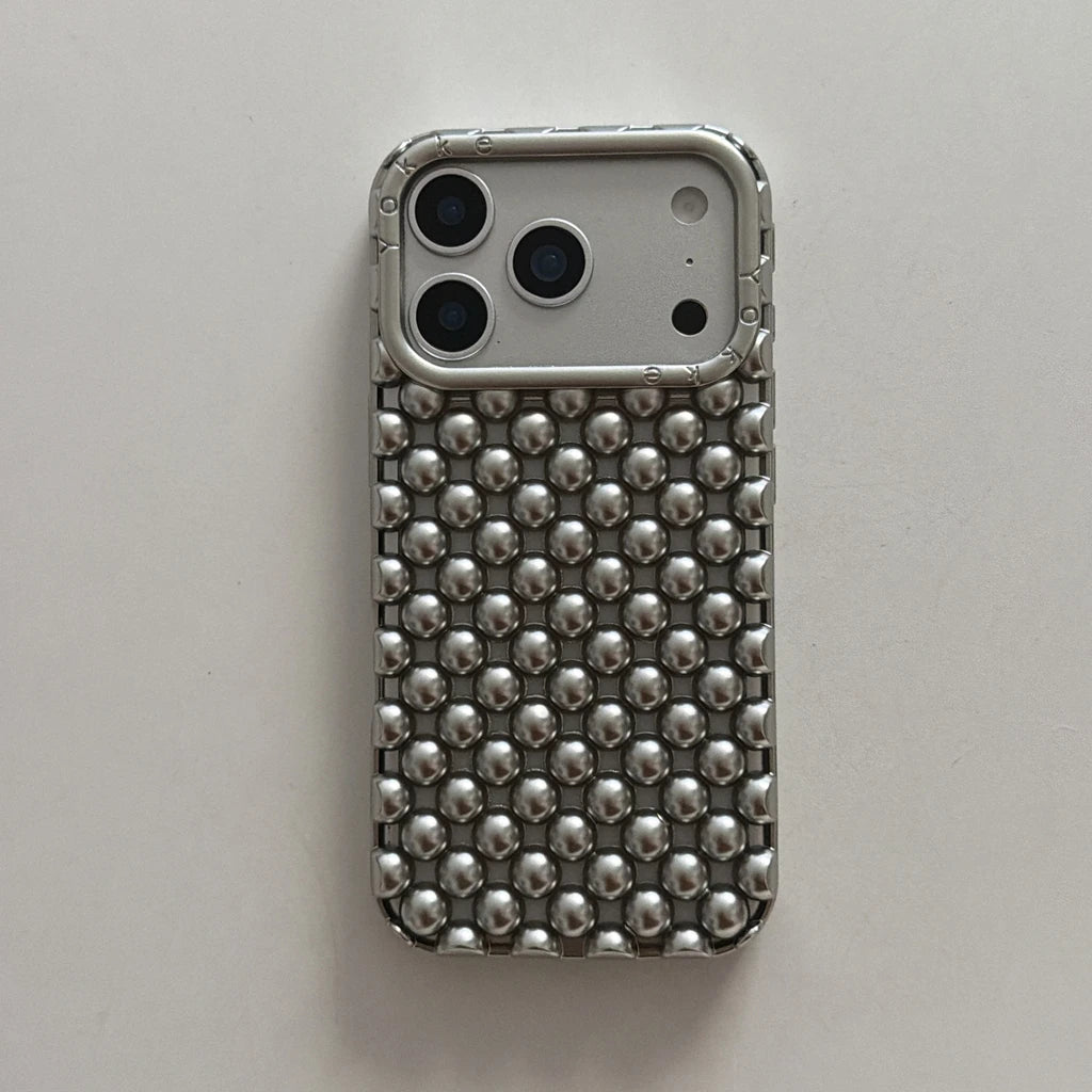 Hollow Out Pearl Round Bead Shockproof iPhone Case