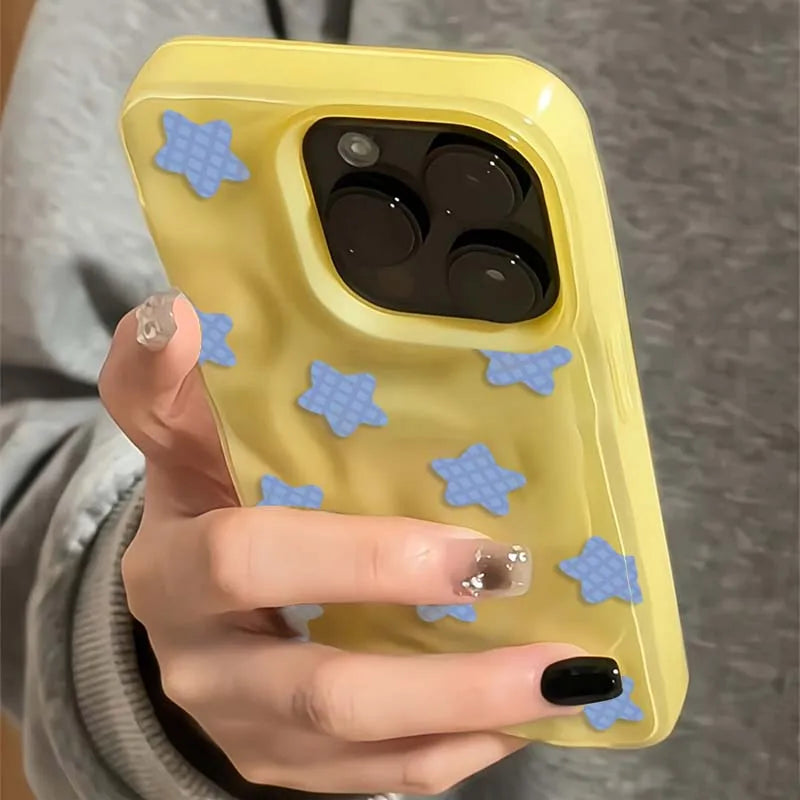 Cartoon Black Checkered Star Pattern iPhone Case