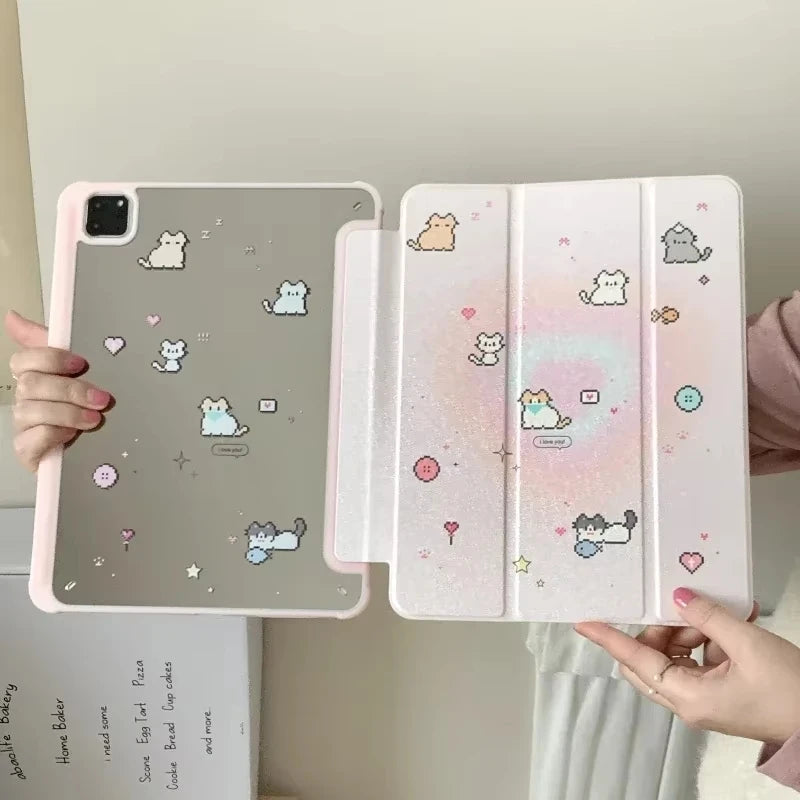Floral Clear iPad Case with Foldable Stand