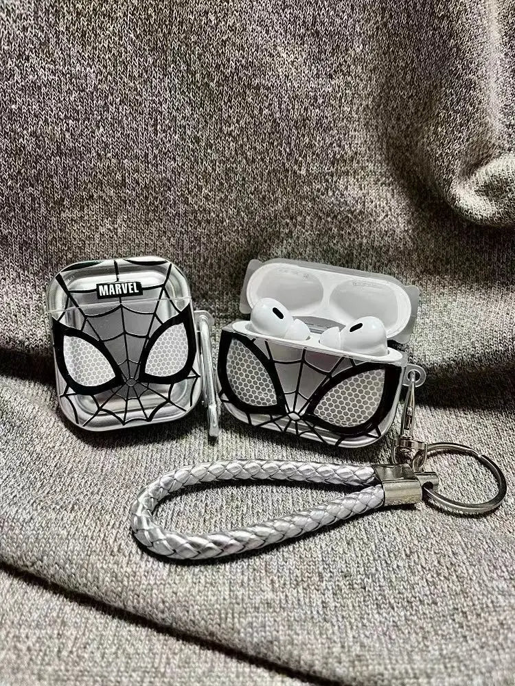 Silver Spiderman AirPods TPU Case with Lanyard