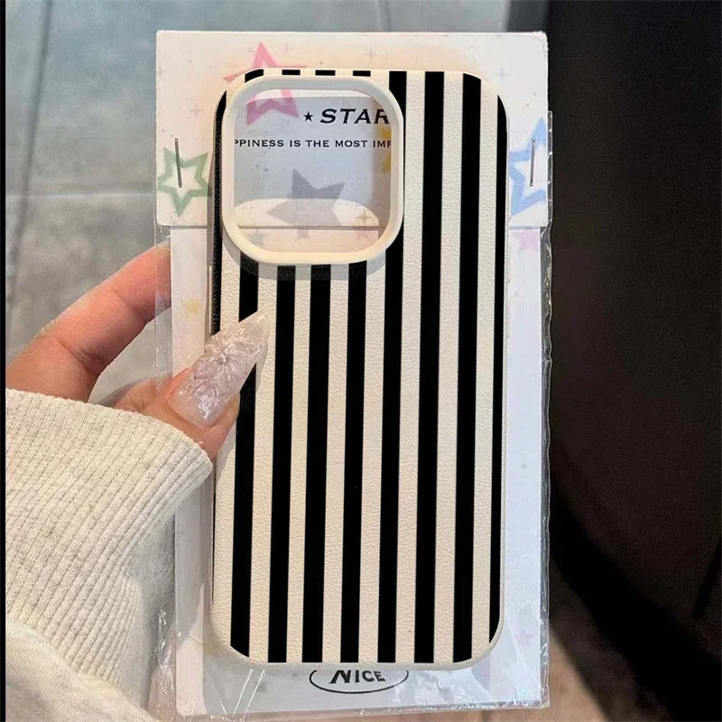 Colorful Striped Minimalist INS Couple iPhone Case