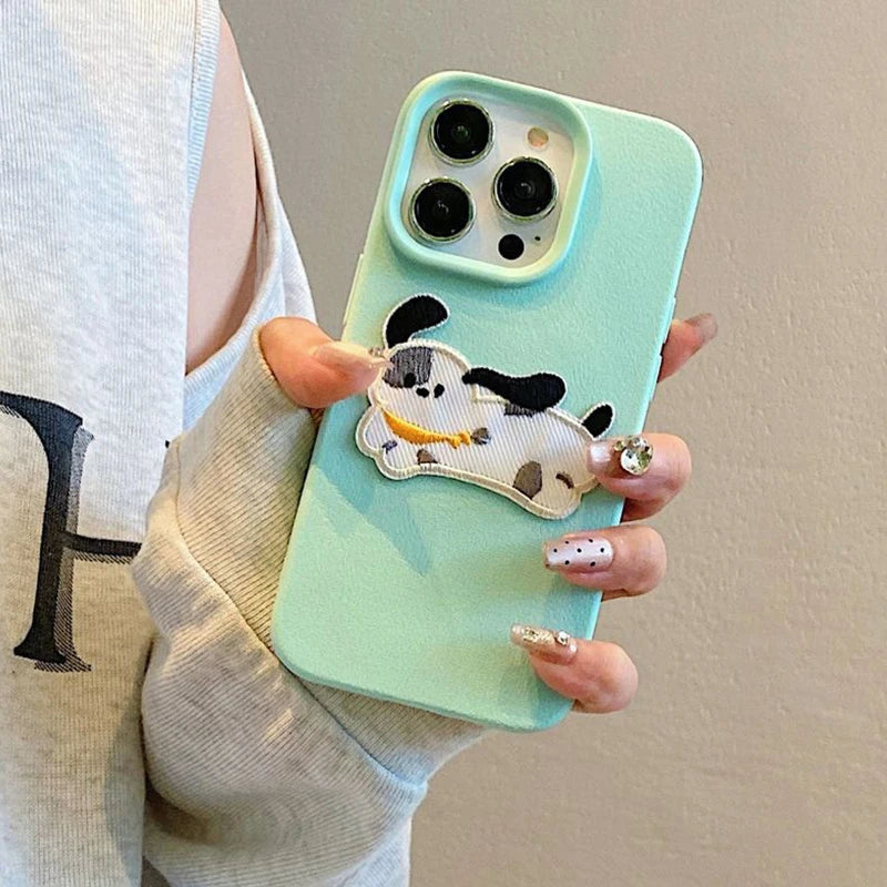 Cute 3D Cartoon Embroidery Dog iPhone Case