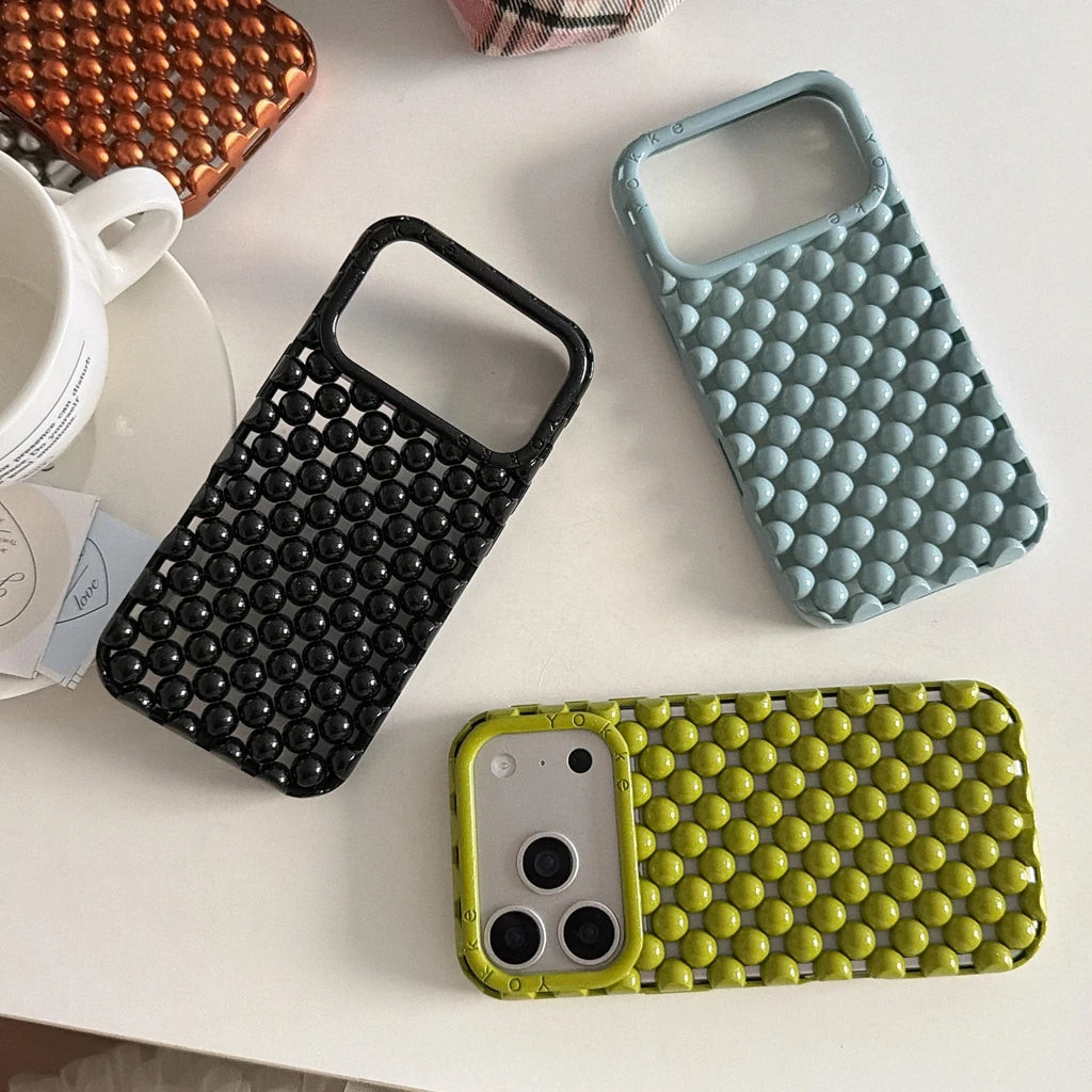 Hollow Out Pearl Round Bead Shockproof iPhone Case