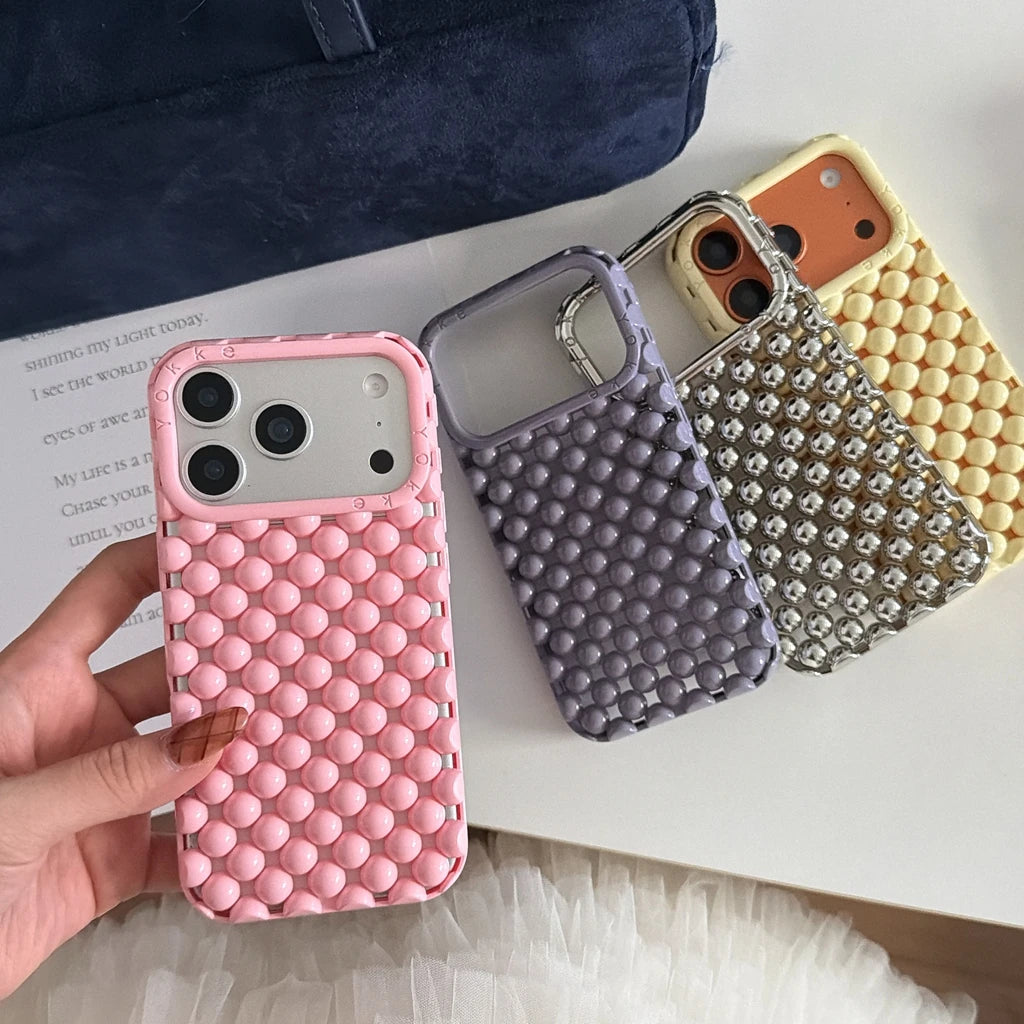 Hollow Out Pearl Round Bead Shockproof iPhone Case