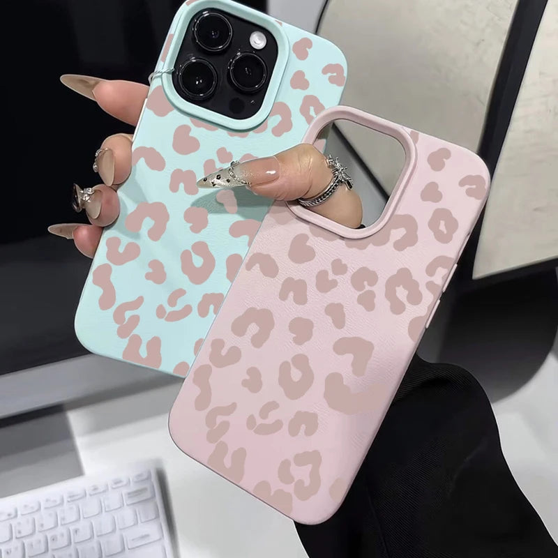Leopard Print Lychee Pattern Silicone iPhone Case