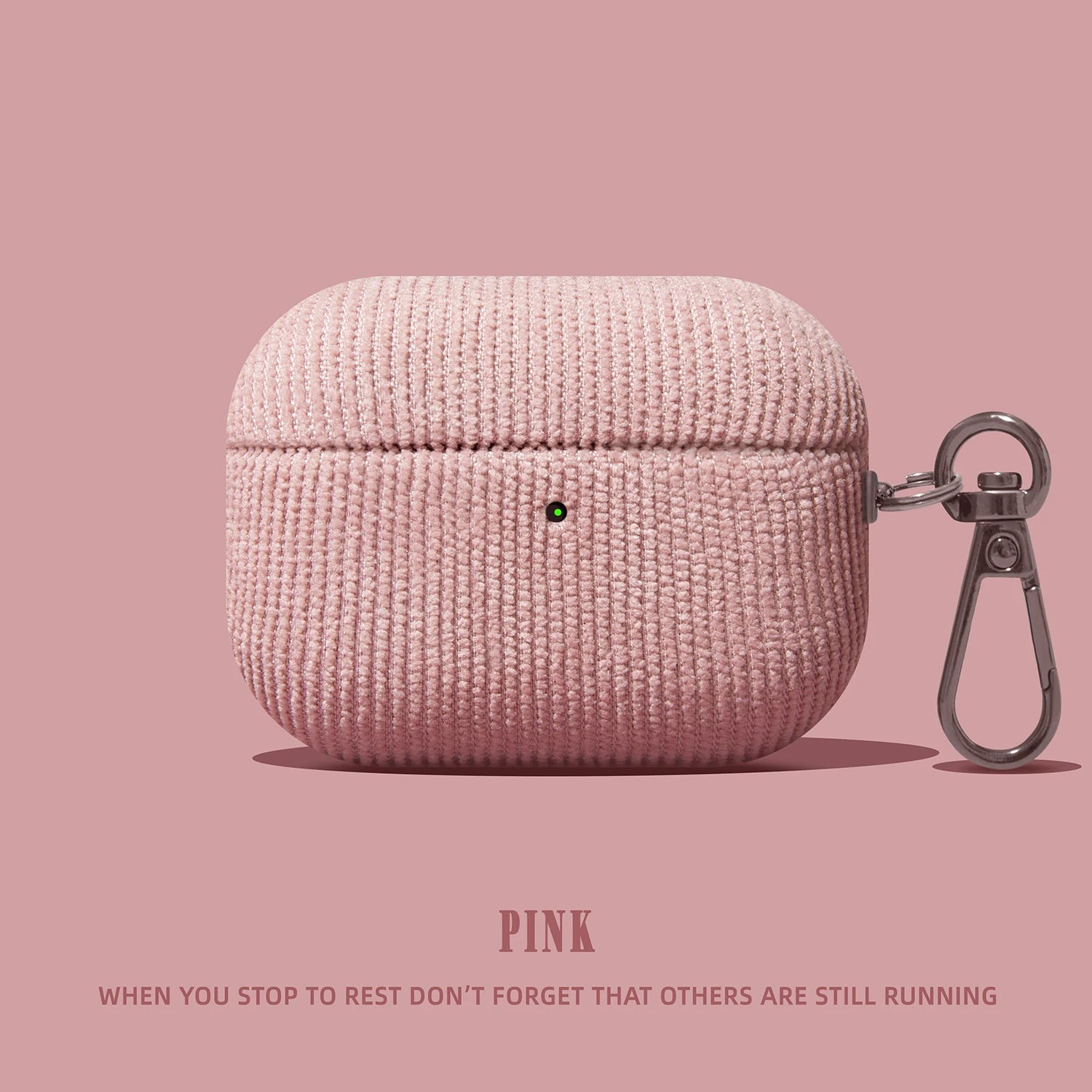 Corduroy AirPods Leather Case with Keychain