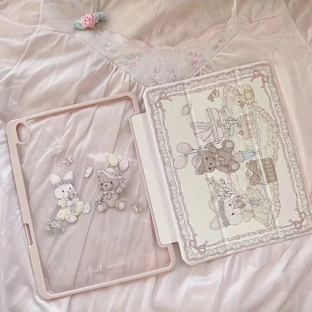 Floral Clear iPad Case with Foldable Stand