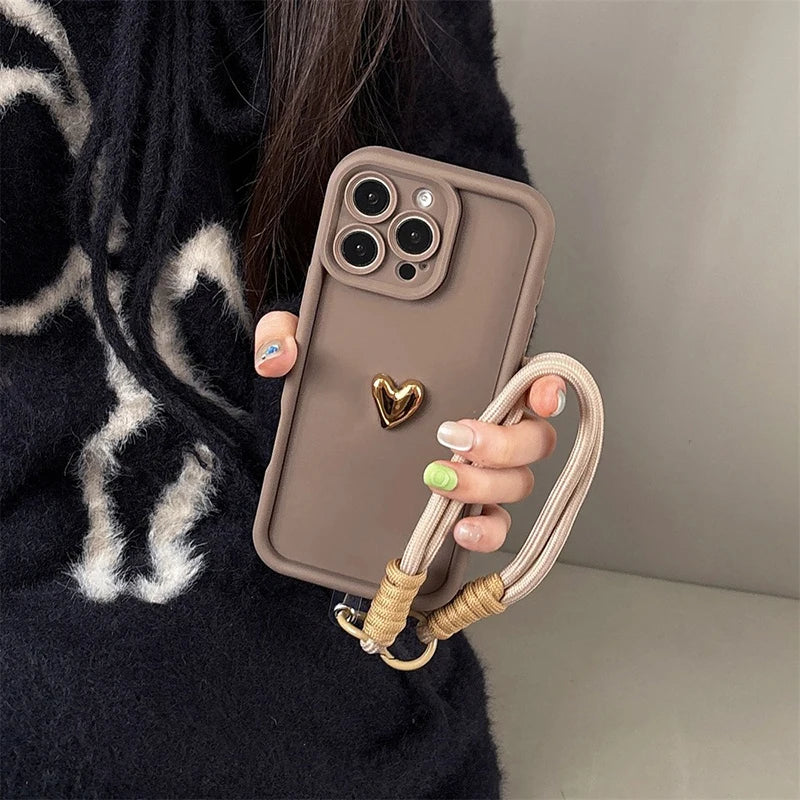 3D Golden Love Heart iPhone Case