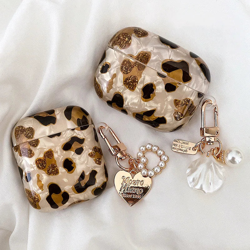 Pearl AirPods Case with Leopard Pendant