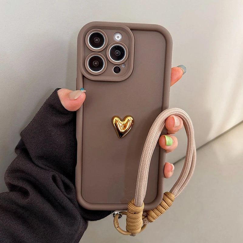 3D Golden Love Heart iPhone Case