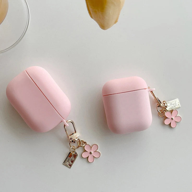 Pink Flower AirPods Silicone Case