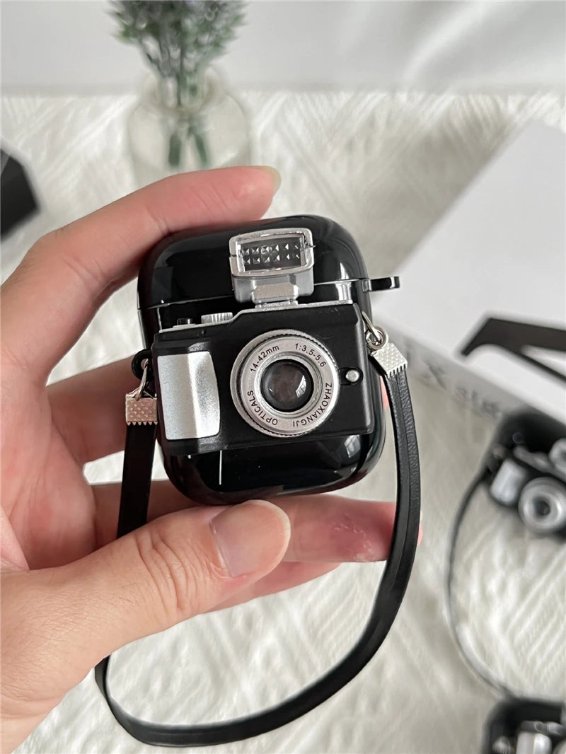 Camera AirPods Silicone Case with Strap