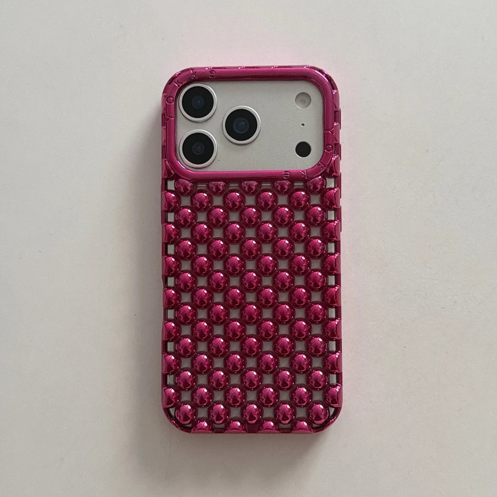 Hollow Out Pearl Round Bead Shockproof iPhone Case