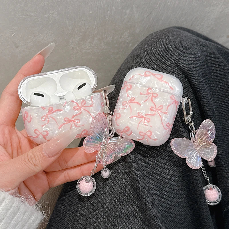 Glitter Bow AirPods Clear Case