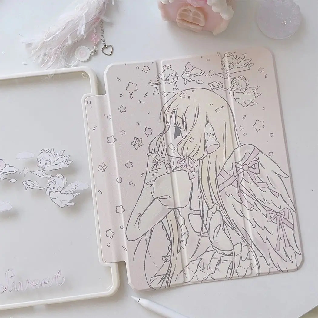 Floral Clear iPad Case with Foldable Stand