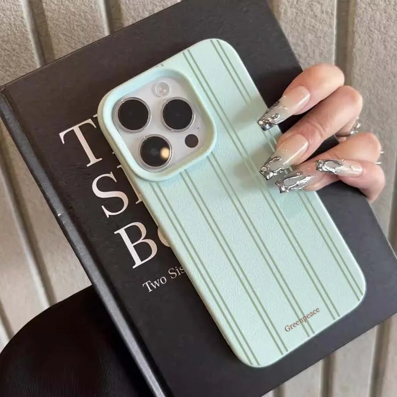 The Green Stripe Lichee Pattern iPhone Case