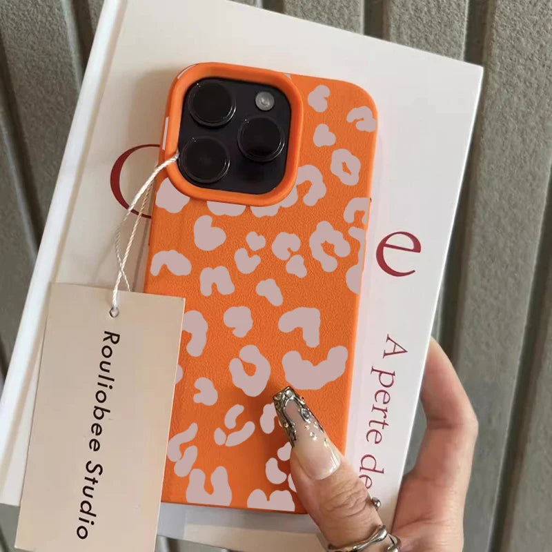 Leopard Print Lychee Pattern Silicone iPhone Case