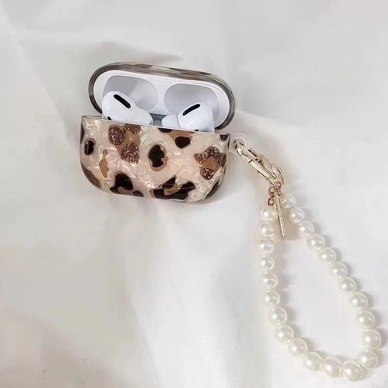 Pearl AirPods Case with Leopard Pendant