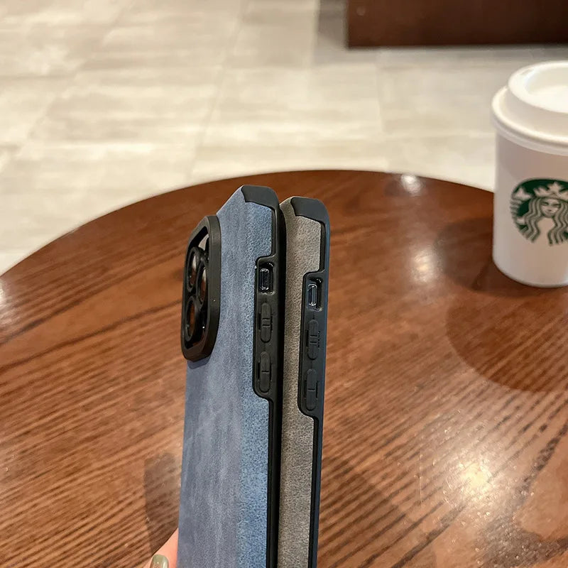 Fashion Matte Leather Silicone iPhone Case
