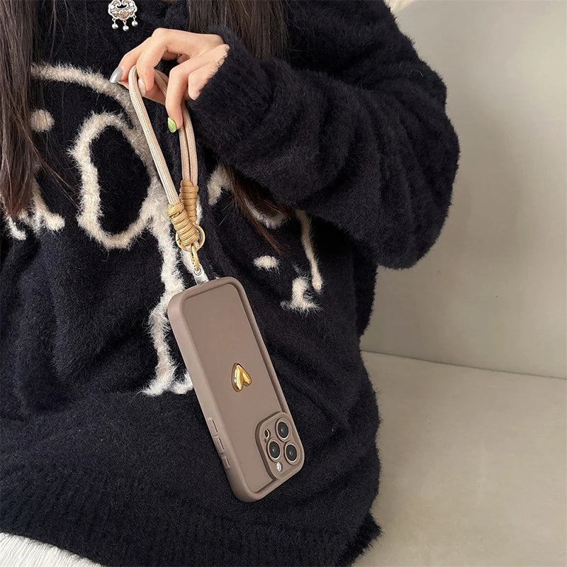 3D Golden Love Heart iPhone Case
