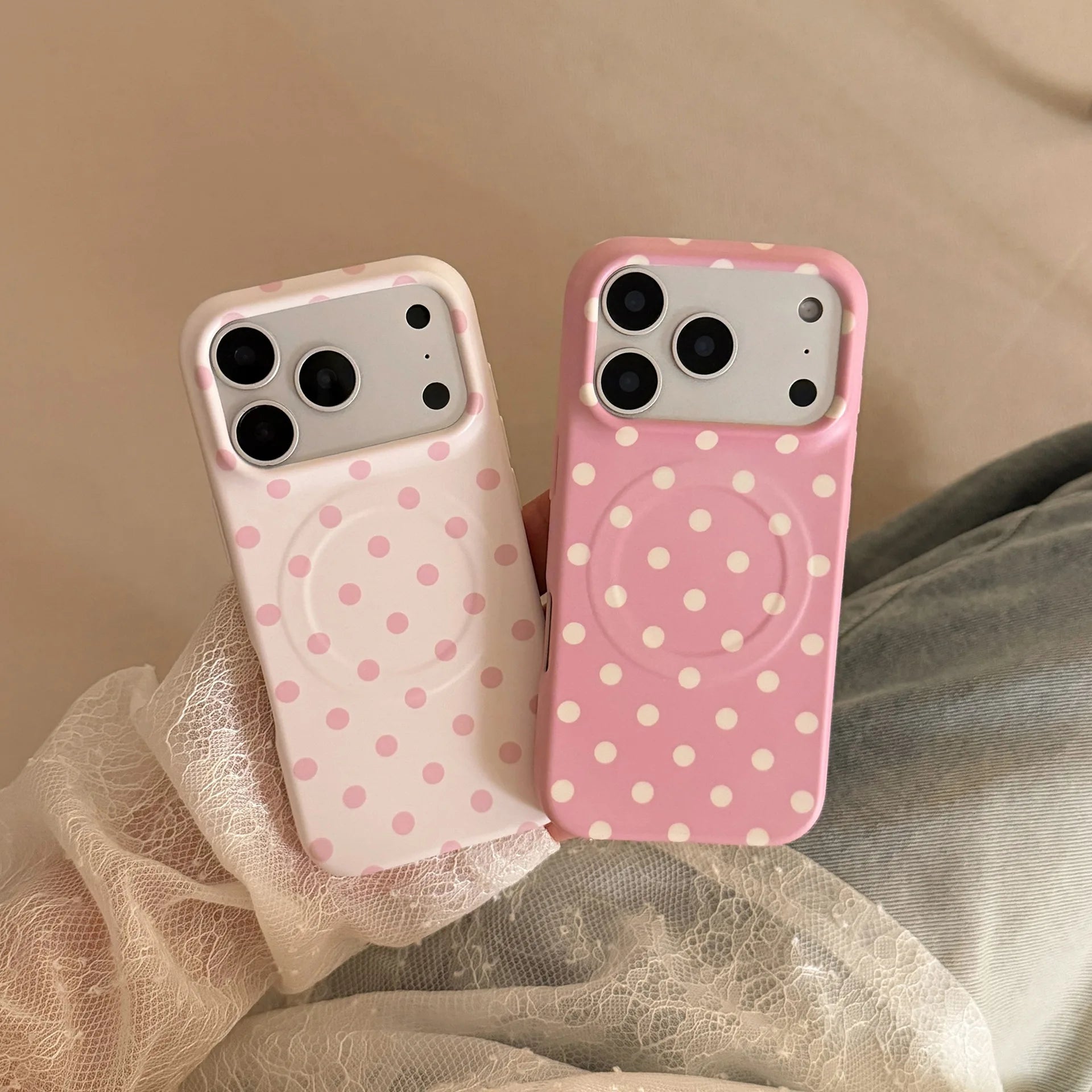 Full Screen Polka Dots Pattern Magnetic iPhone Case