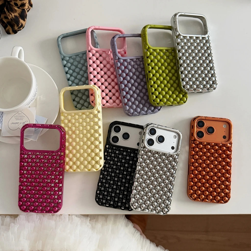 Hollow Out Pearl Round Bead Shockproof iPhone Case