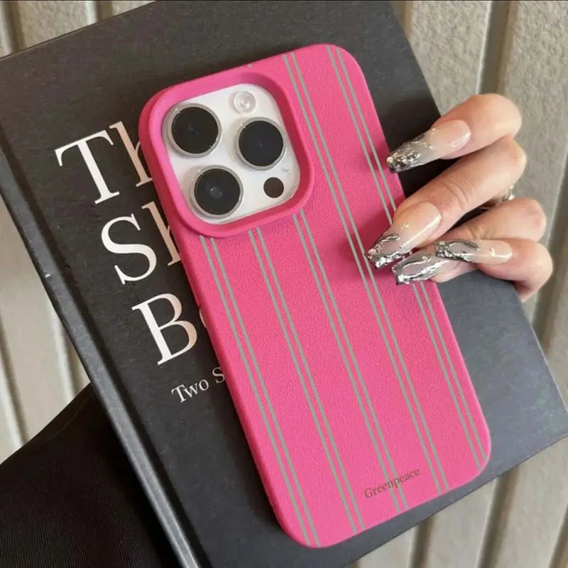 The Green Stripe Lichee Pattern iPhone Case
