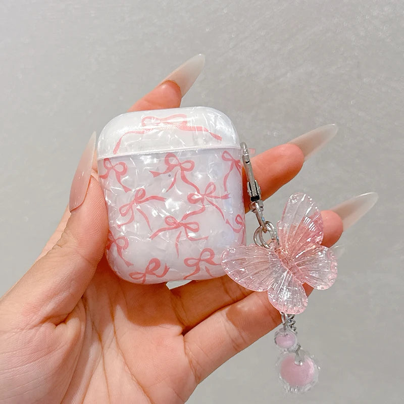 Glitter Bow AirPods Clear Case