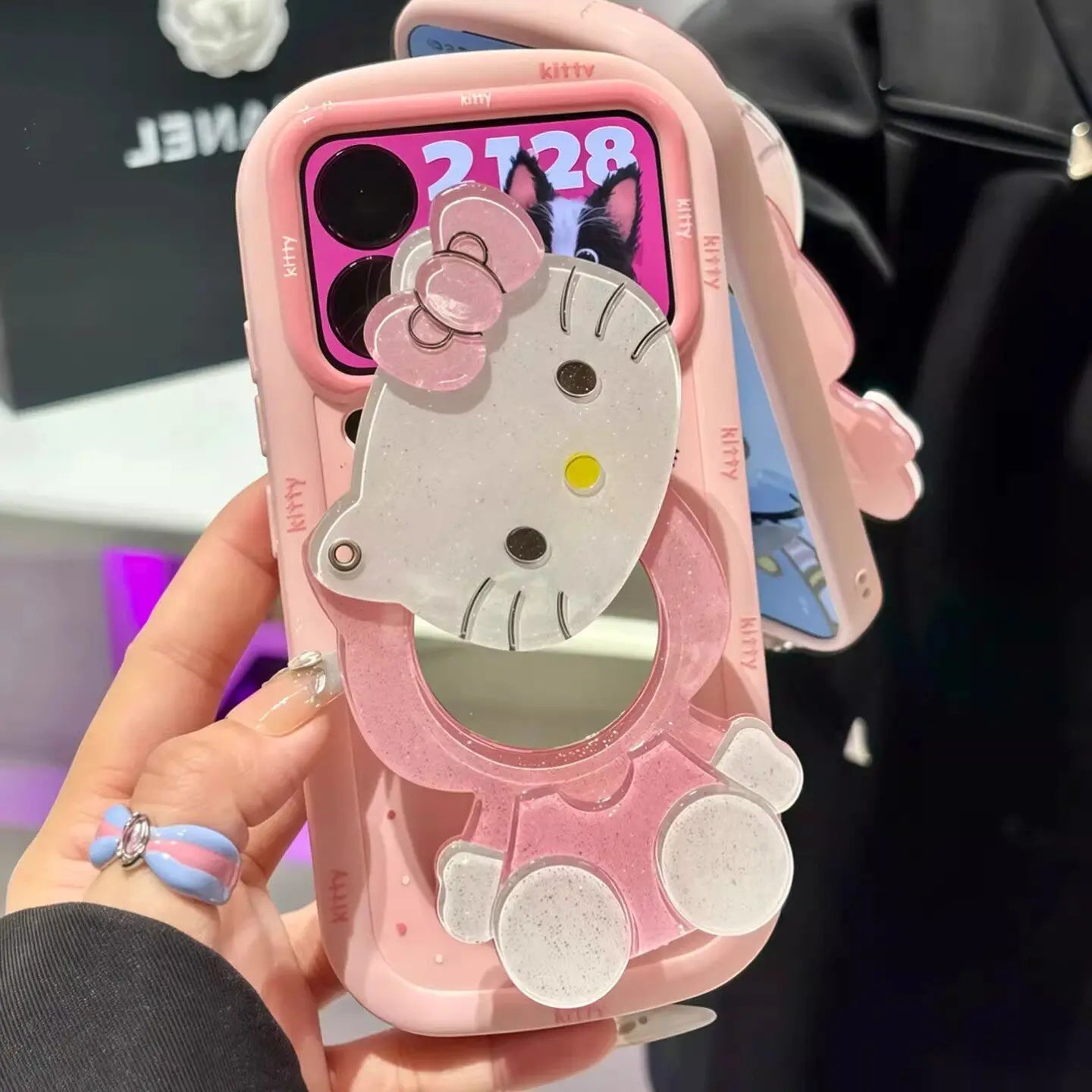 Hello Kitty Makeup Mirror Cat iPhone Case