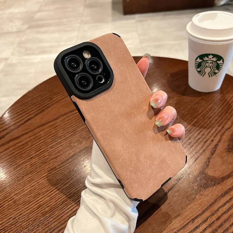 Fashion Matte Leather Silicone iPhone Case