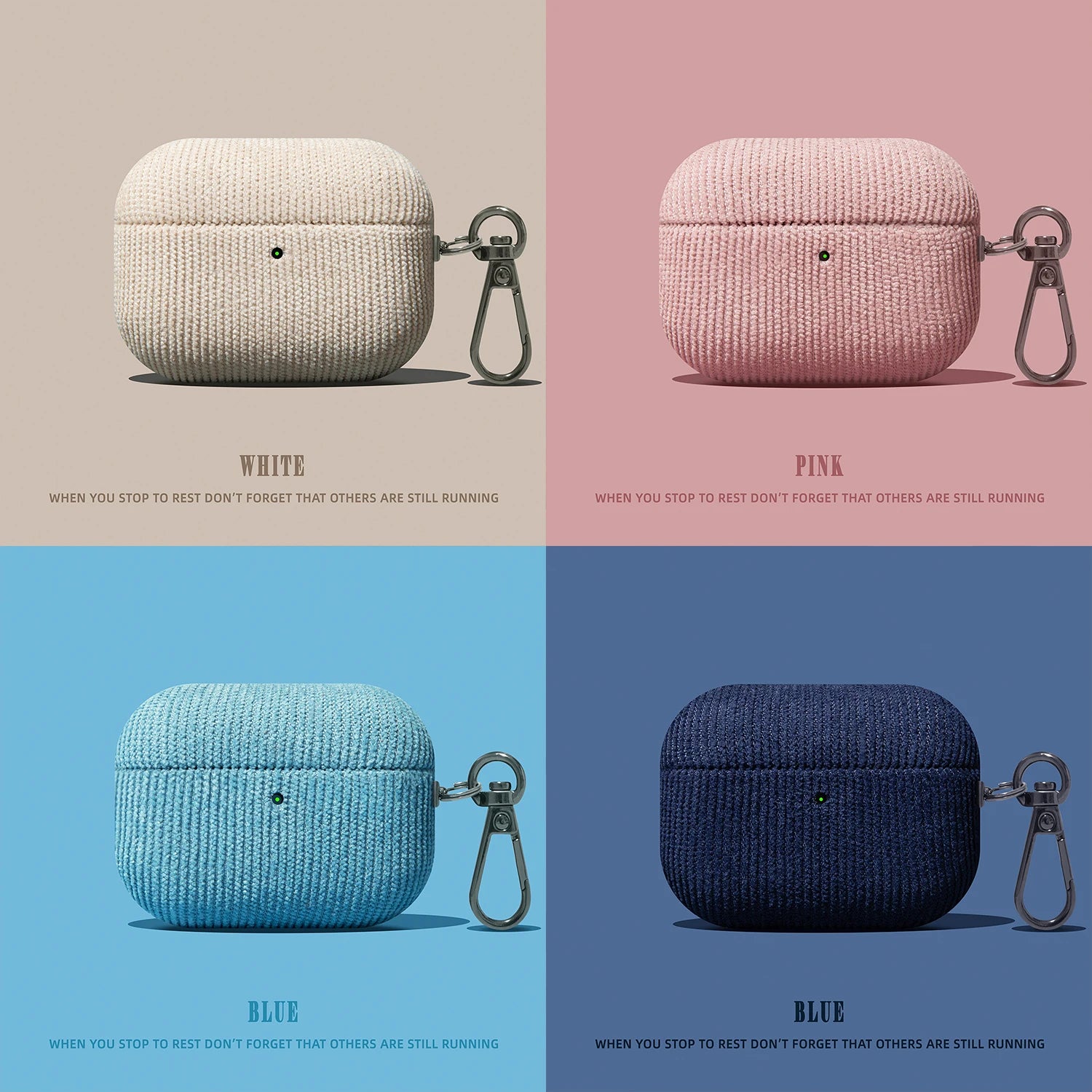 Corduroy AirPods Leather Case with Keychain