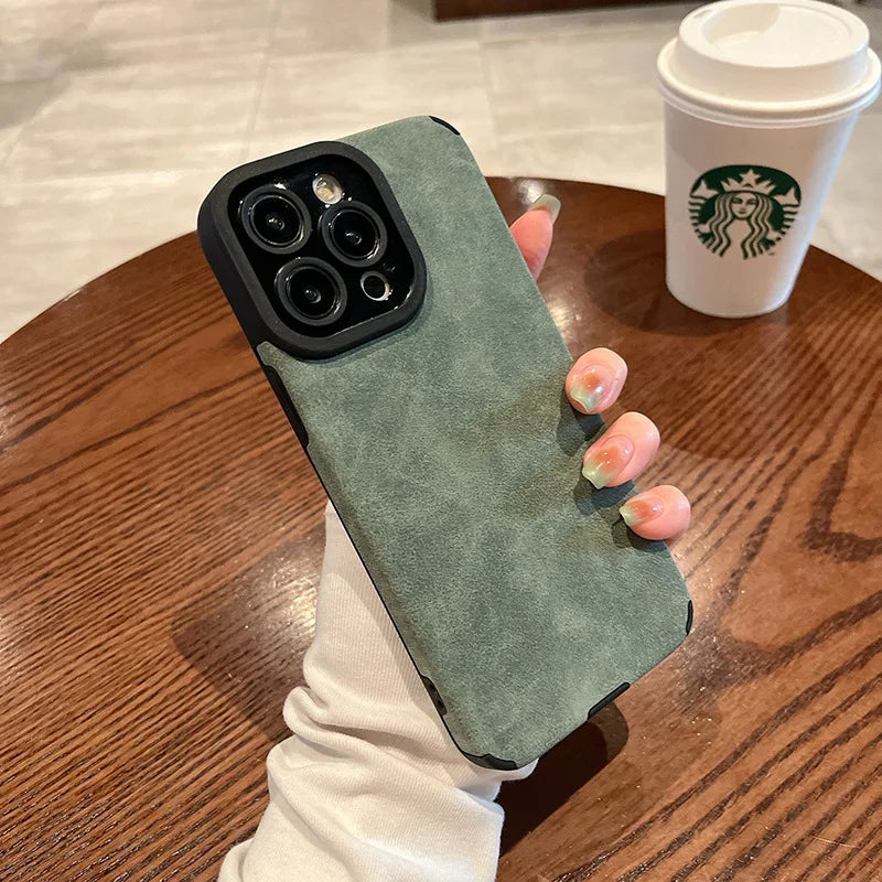 Fashion Matte Leather Silicone iPhone Case