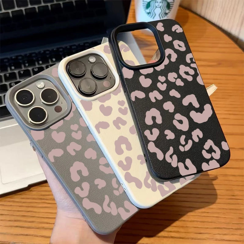 Leopard Print Lychee Pattern Silicone iPhone Case