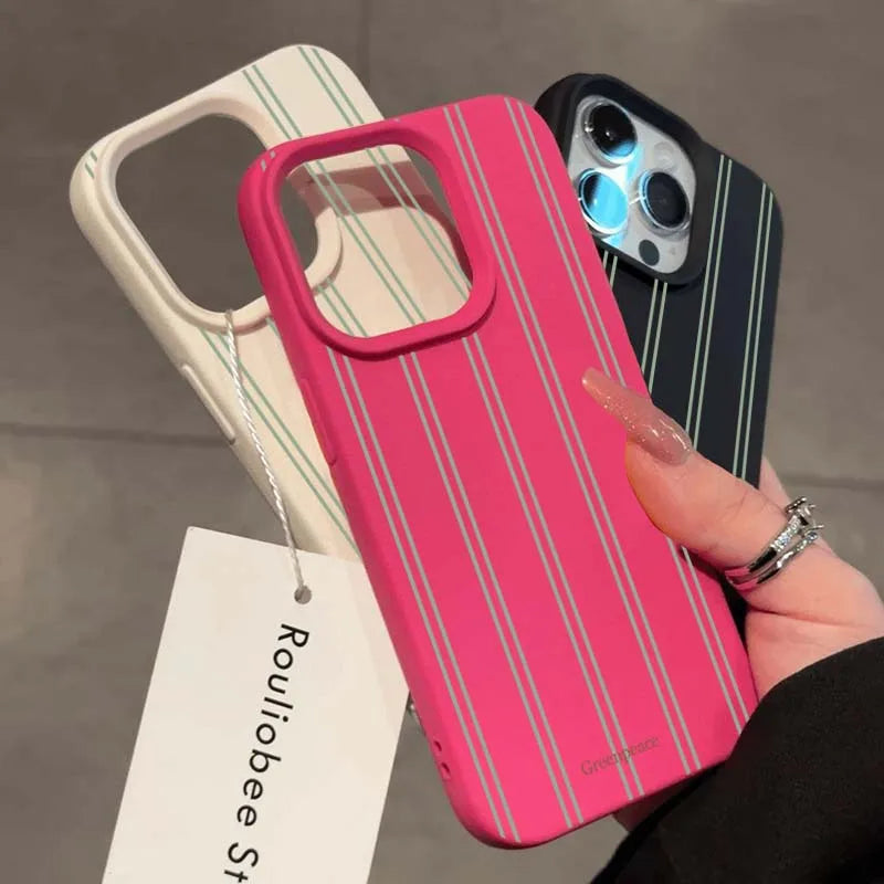 The Green Stripe Lichee Pattern iPhone Case
