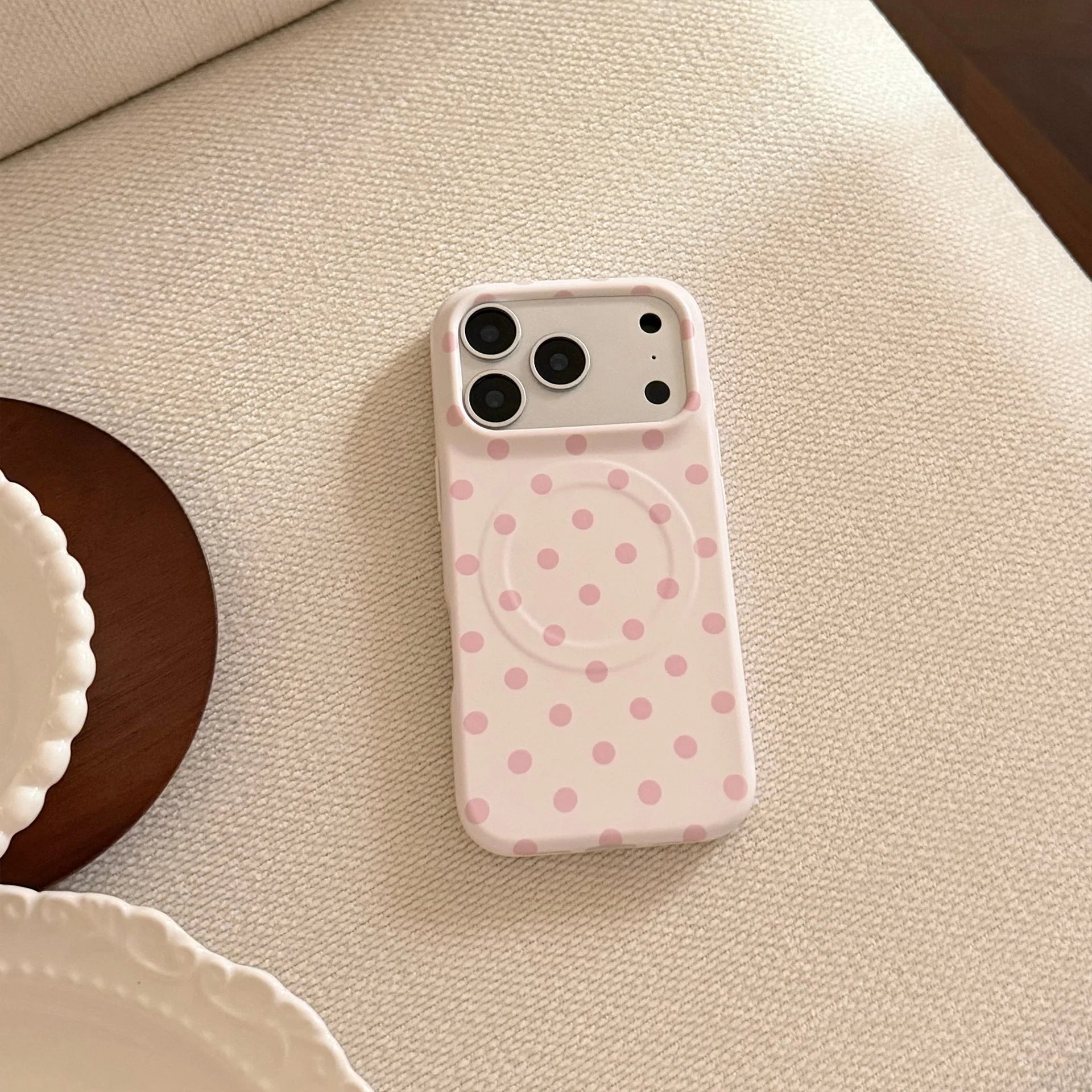 Full Screen Polka Dots Pattern Magnetic iPhone Case