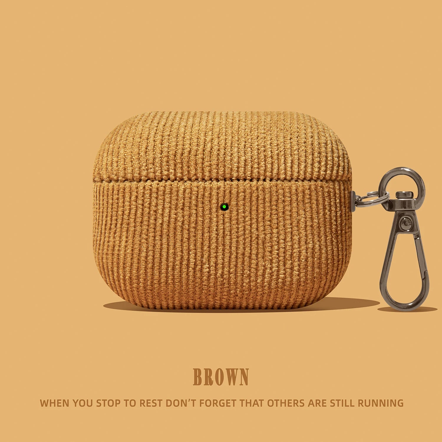 Corduroy AirPods Leather Case with Keychain