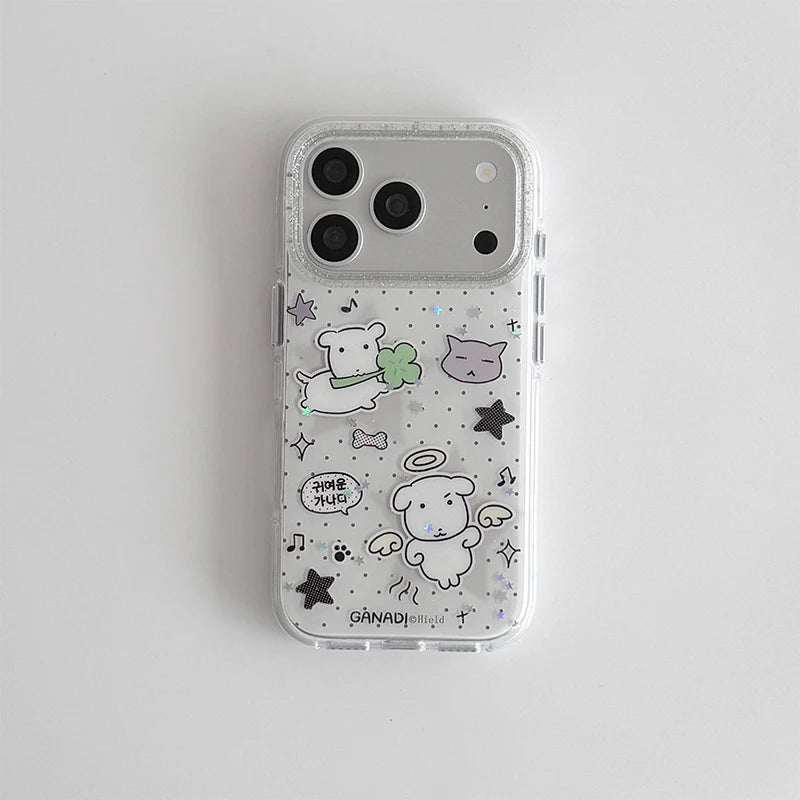 Puppy Polka Dots Glitter iPhone Case