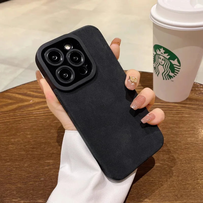 Fashion Matte Leather Silicone iPhone Case