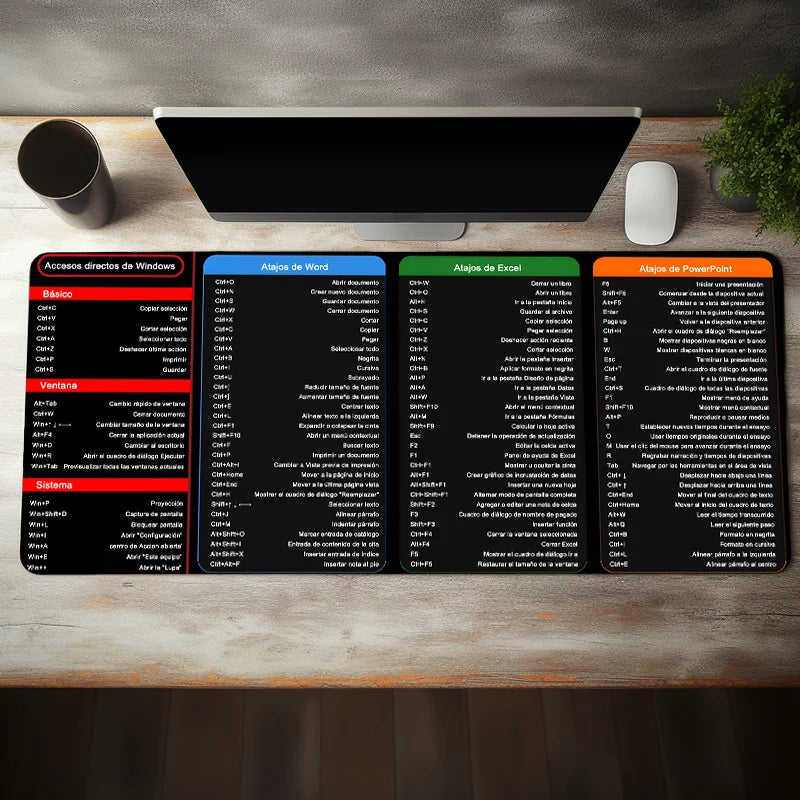 Spanish Excel Shortcuts Mouse Pad Desk Mat