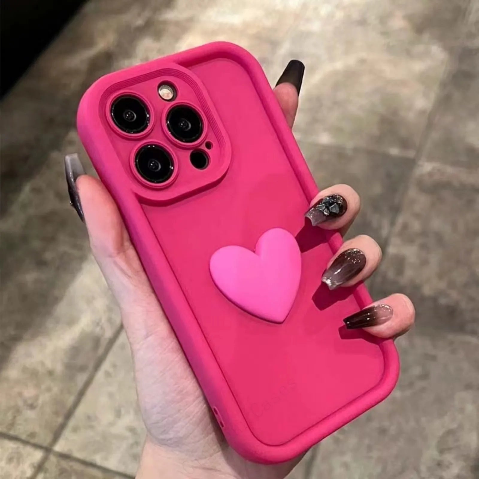 Cute 3D Love Heart Silicone iPhone Case