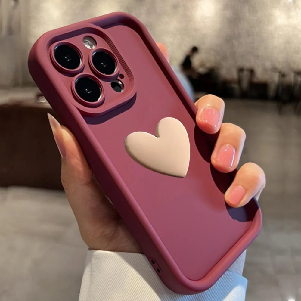 Cute 3D Love Heart Silicone iPhone Case