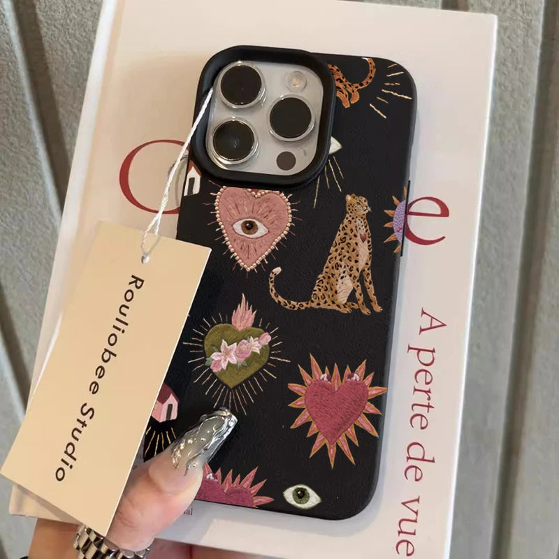 Leopard Lychee Pattern Silicone iPhone Case